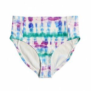 DSG Girls' High Waisted Bikini Swim Bottoms Tide Dye Multi Color NEW WITH TAGS